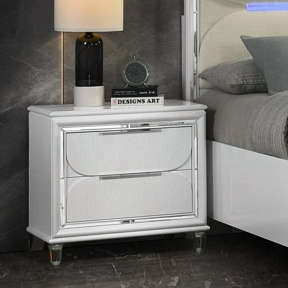 Acrylic Crystal Legs Nightstand In Pearl White - Bedroom Decor Enhancement Fresh 2 Drawers For