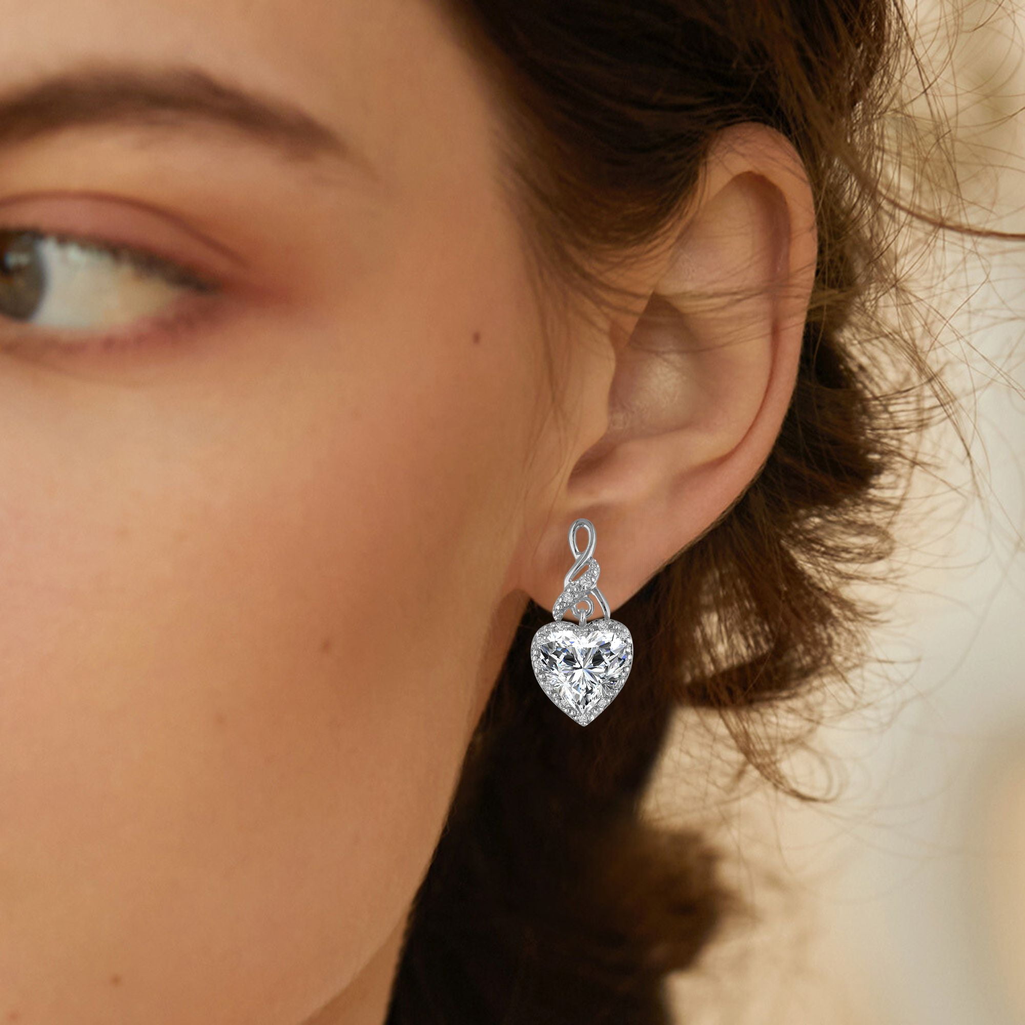 Heart Shape Blue Cz Drop Stud Earrings Womens Ginger Lyne Collection