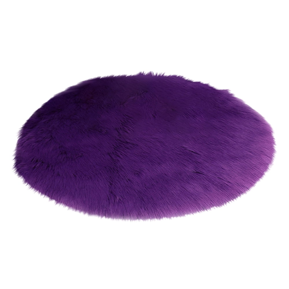 NUZYZ 30/35/40/45cm Round Plain Fluffy Rug Pad Carpet Bedroom Mat Cover Home Decor Purple 40cm