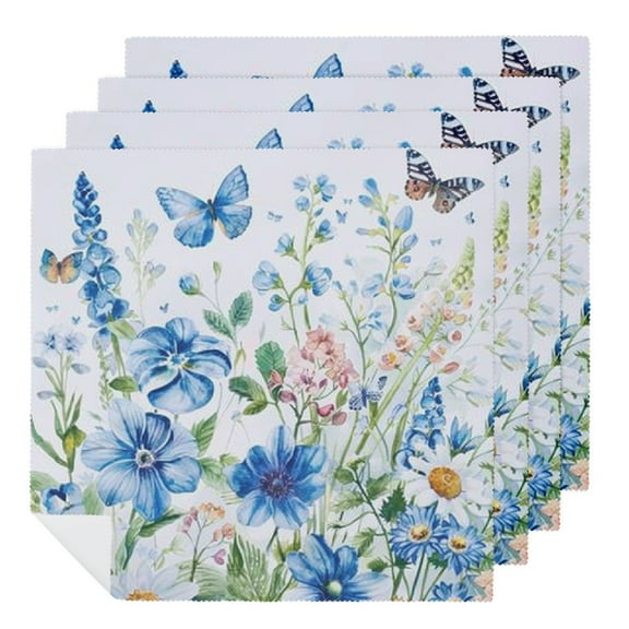 Qinduosi Floral Cloth Napkins Wildflowers Napkins Washable Dinner Napkins Summer Tea Party Napkins for Spring Kitchen Wedding Restaurant Indoor Outdoor 2 PCS