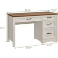 thumbnail image 6 of VEANERWOOD Farmhouse Wood 47" Executive Desk, Home Office 30" High Computer Desk with Drawers and Storage Cabinet, White, 6 of 8