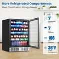 thumbnail image 4 of Faitaliicy 166 Cans Beverage Refrigerator Cooler 24" Mini Beverage Fridge Wth Glass Door Freestanding Beer Wine Drink Soda Fridge Small Drink Machine Built-In LED Light For Bar Kitchen Office, 4 of 6