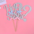 thumbnail image 2 of 2pcs Birthday Cake Topper Beautiful He Or She Bow Decor Cake Insert for Birthday Gathering Party (Silver), 2 of 7