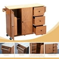 thumbnail image 6 of 【Mulaibdin】Mobile Kitchen Island Cart with 2 Shelves & 3 Drawers, Rolling Kitchen Storage Trolley with Spice Rack, Brown Mobile Kitchen Cabinet with Lockable Wheels for Home & Restaurant, 6 of 8
