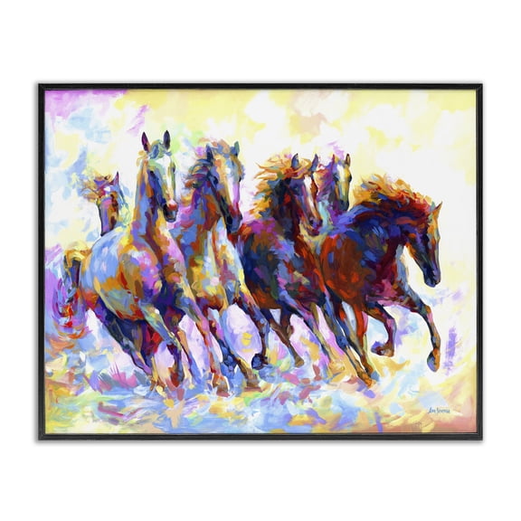Stupell Industries Contemporary Vivid Wild Horses Running Black Framed Giclee Art, 20 x 16, by Leon Devenice