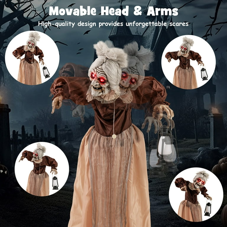 Gymax Halloween Animatronic Talking Zombie Maid in Lantern