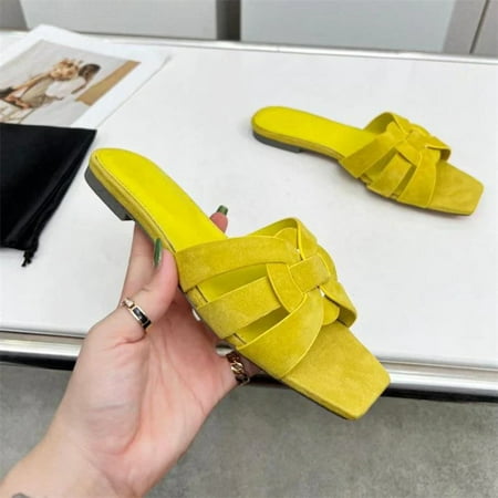 

Women s Fashion Simple Cross Mid-height Slippers