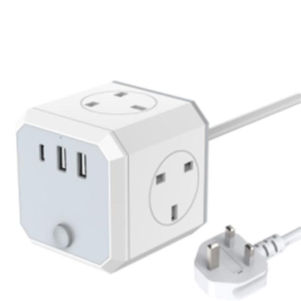 Enchufe Powercube con convertidor de enchufe de carga de cubo de regleta de alimentación de 2 puertos USB
