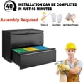 thumbnail image 6 of 2 Drawer File Cabinet, File Cabinets for Home Office, Printer Stand, File Cabinet with Lock, Lateral Filing Cabinet for A4/Letter/Legal Size File Folders, Assembly Required(Black), 6 of 9