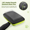 thumbnail image 4 of Self-cleaning pet brush for dogs/cats/rabbits. Gently removes loose fur & undercoat, all hair types. Lightweight ergonomic design with massage tips. Green, 4 of 6
