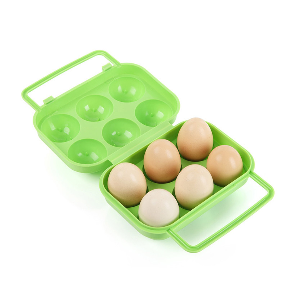Wiueurtly Plastic Storage Bins With Lids And Handles,Eggs Storage,Hefty Green Storage Bins With Lids,Storage Containers,Portable 6 Eggs Plastic Container Holder Folding Egg Storage Box Handle Case - image 3 of 4