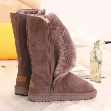 

Women Suede Leather Warm Snow Boots 2022 Winter New Causal Plush Fluffy Anti-cold Zipper Boots Plus Size 42 Women Platform Shoes