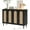black, variant on Rattan Sideboard Buffet Cabinet with Storage, 2 AC Outlets and 2 USB Ports, Boho Accent Cabinet with Adjustable Shelve.