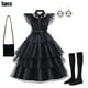 thumbnail image 1 of Disfraz de Halloween para niños y niñas, disfraz elegante de Merlina Adams, vestido tutú de capas góticas con cinturón, Cosplay de fiesta de cumpleaños elegante, 1 of 5