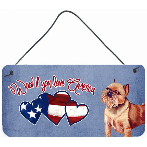Carolines Treasures LH9537DS612 Woof if you love America Brussels Griffon Wall or Door Hanging Prints 6HX12W multicolor