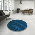 thumbnail image 4 of Ahgly Company Machine Washable Indoor Round Transitional Night Blue Area Rugs, 3' Round, 4 of 7