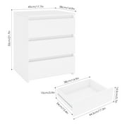 Homfa White Nightstand with 3 Drawers Set of 2, Sofa Table for Living Room, Modern Wooden Storage Cabinet for Bedroom