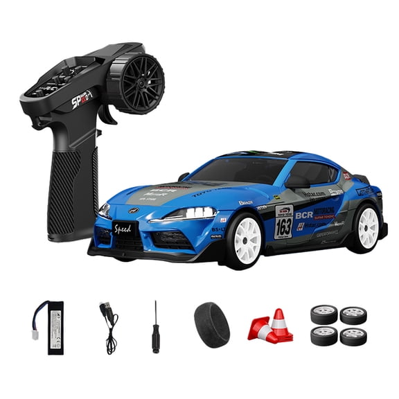 RC Drift Car 1/24 Professional 4WD with Gyro Dual Tire System 2.4GHz Full Proportional High-Speed Racing Model with LED Lights