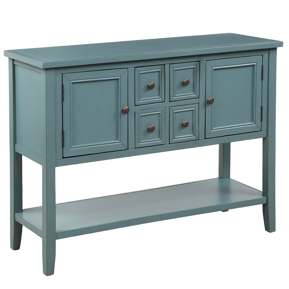 Lowestbest 46" Buffet Sideboard Console Table, Console Entryway Table with Bottom Shelf, Storage Cabinet for Kitchen Room, Blue Lowestbest 46" Buffet Sideboard Console Table, Console Entryway Table with Bottom Shelf, Storage Cabinet for Kitchen Room, Blue
