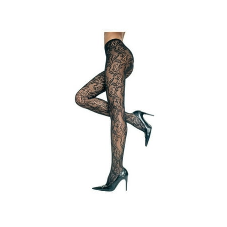 Sky Hosiery Inc. Spandex Seamless Floral Lace Pantyhose 5026 Black One Size Fits, One Size Fits All