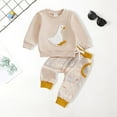 thumbnail image 2 of Xudanell Newborn Baby Boy Outfits Pattern Embroidery Fall Baby Winter Clothes Round Neck Top and Trousers Fall Outfits, 2 of 5