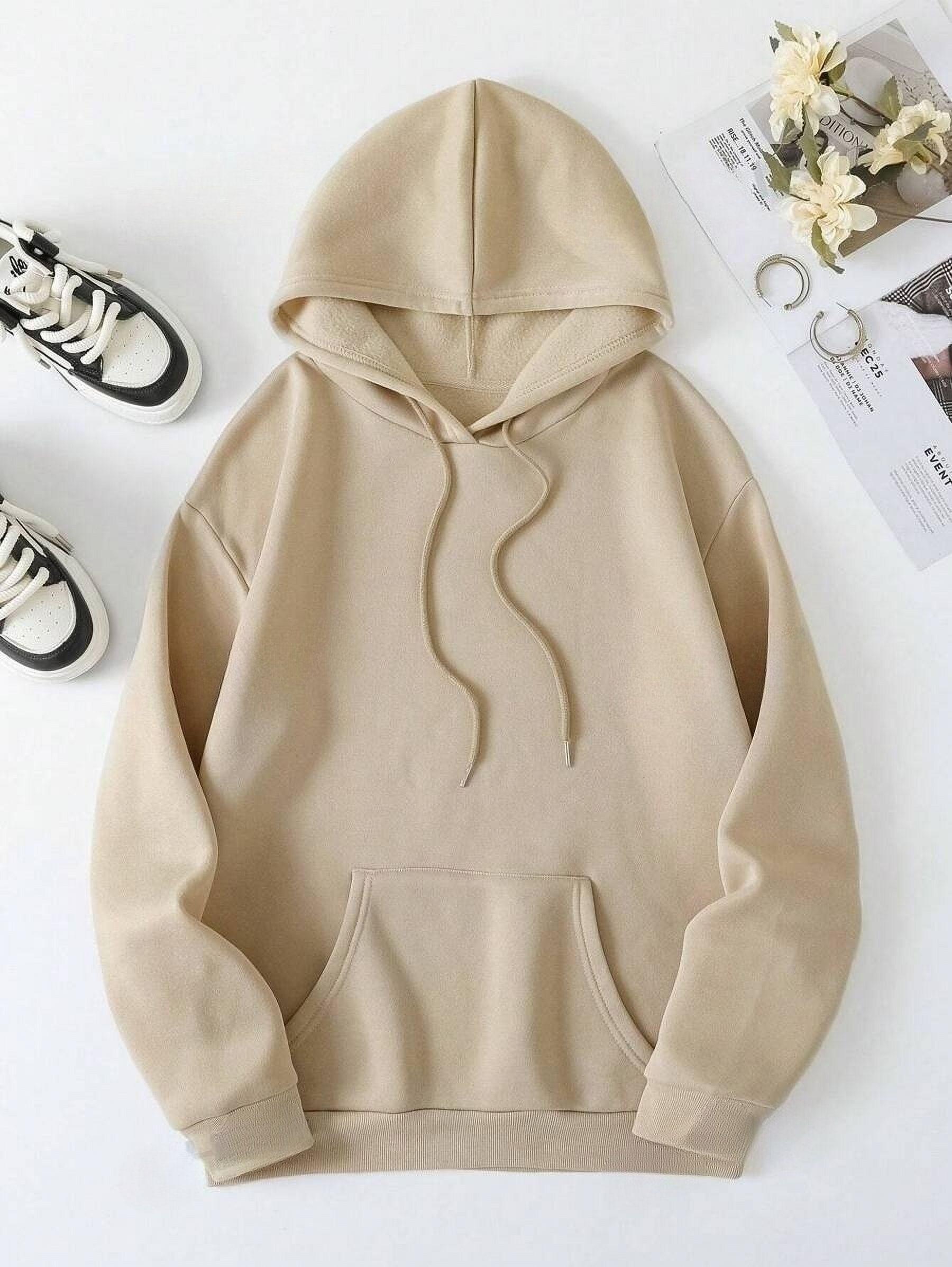 Women's Hooded Sweatshirt With Slogan Print And Kangaroo Pocket FAITH OVER FEAR PSALM