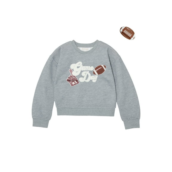 Planet Gold Girls Game Day Graphic Sweatshirt with Hair Clip, Sizes 4-18