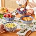 thumbnail image 5 of MALACASA Porcelain Bowls Set of 4, 23oz/6.25-inch Blue Floral Soup Bowls, Microwave Dishwasher Safe, Series SELENE, 5 of 9