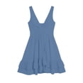 thumbnail image 5 of Miluxas Women's Summer Mini Dress Twist Front V Neck Sleeveless Mini Dress Double Ruffle Hem High Waisted A Line Beach Sundress for Vacation Sky Blue, 5 of 6