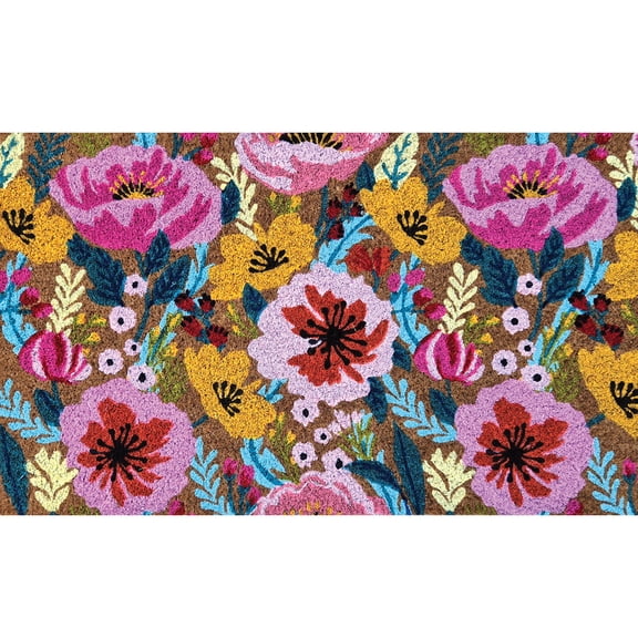 Briarwood Lane Spring Coir Doormat 30x18 Vibrant Blooms Natural Fiber Coir Doormat