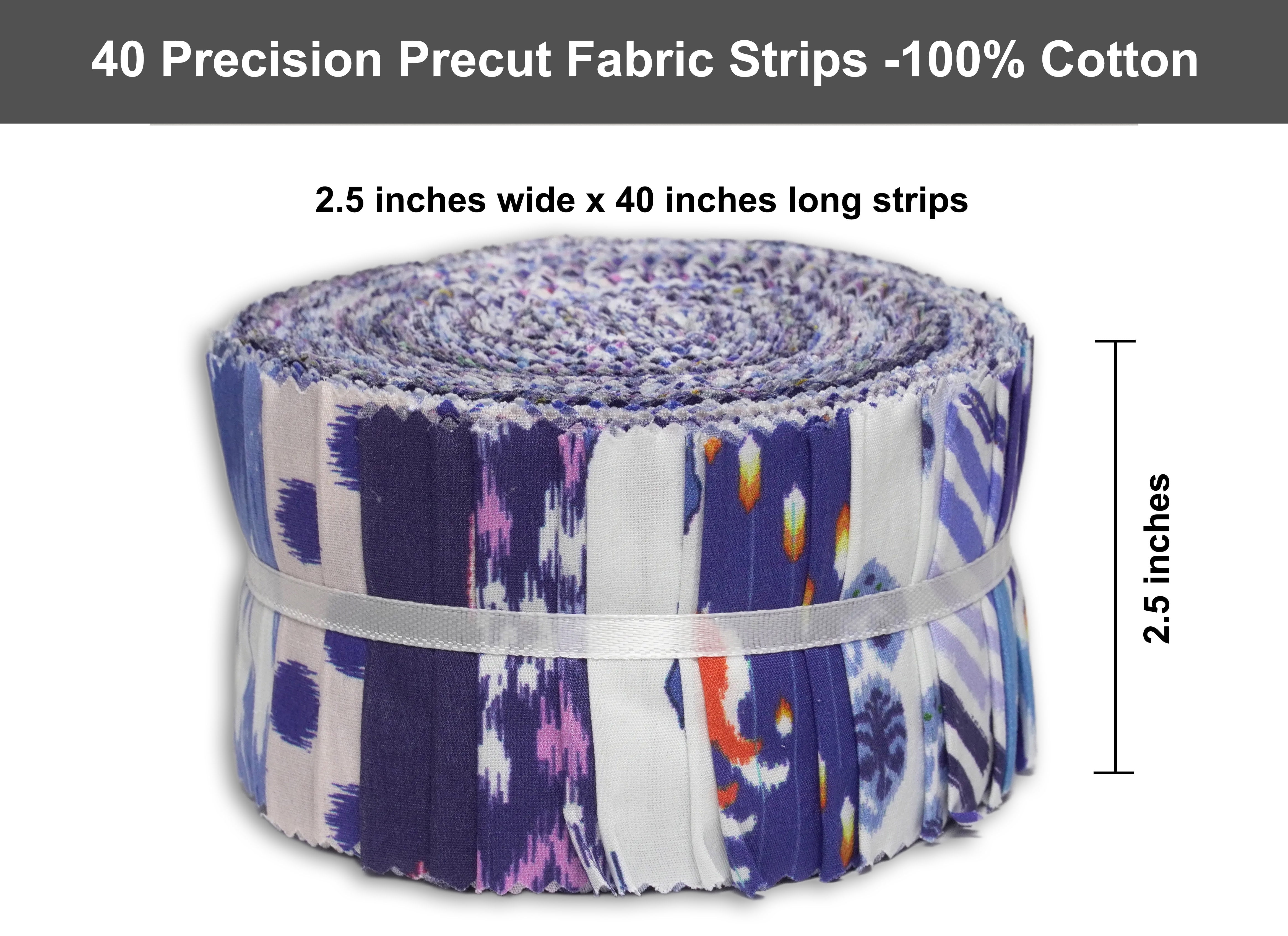 Soimoi 40Pcs Ikats Print Cotton Precut Fabrics for Quilting Craft Strips 2.5 x 42 inches Jelly Roll