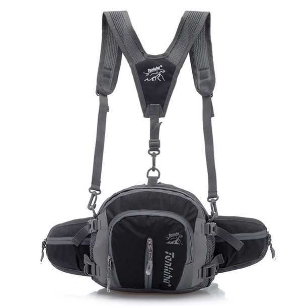 Riñonera Para Correr Termos para agua Bolsas de cinturón antirrobo de nailon multifuncionales para deportes al aire libre (negro)