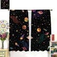 thumbnail image 5 of Pink Space Curtains, Cartoon Spaceships Planets Rockets Yellow Pink Stars Print Window Drapes Curtains for Kids Boys Girls Bedroom Living Room, 84" W X 84" L, 5 of 6