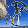50KN Figure 8 Aluminum Descender Rappelling Rope Belay Climbing Rescue Carabiner IClover + D-Shape Aluminum Steel 30KN Auto /Self / Twist Locking Carabiner Hook