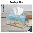 thumbnail image 7 of COEQINE Tissue Box Cover PU Leather Rectangular Facial Paper Organizer Facial Tissue Dispenser Modern Decorative for Kitchen Bathroom Living Room Office Desk, Beach Starfish Blue Sky, 7 of 7