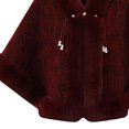 thumbnail image 3 of Ecqkame Women Sherpa Cape Shawl Casual Print Faux Fur Trim Knot Front Shawl Poncho Wrap Fleece Lined Warm Winter Versatile Outerwear Wine Free Size, 3 of 4
