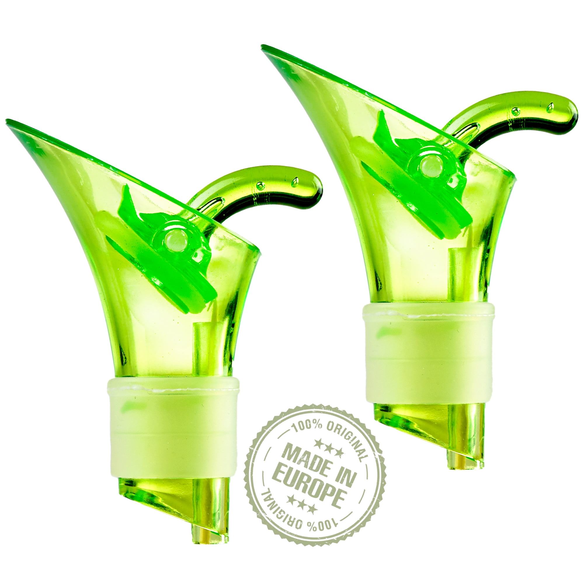 CRYSTALIA Bottle Pourer Set of 2, Easy Pour Spouts with Free Flow, Plastic Bottle Spouts with