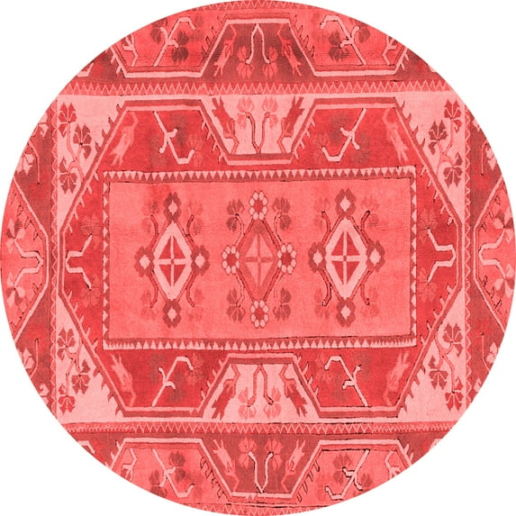 Ahgly Company Indoor Round Oriental Red Traditional Area Rugs, 3' Round