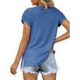 thumbnail image 4 of Liacowi Women's Summer T-shirt Tops Casual Solid Color V Neck Short Sleeve Casual Tee Shirt Basic Streetwear, 4 of 5