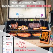 ThermoPro 650 ft Bluetooth Meat Thermometer with 4 Color-Coded Probes, Wireless Meat Thermometer