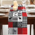 thumbnail image 3 of Red Grey Checkered Table Runner 90 Inches Long, Farmhouse Animals Tree Retro Cotton Linen Table Runners Dresser Scarves, Decorative Fabric Tabletop Scarf Furniture Cover for Home Dinner Party 13"x90", 3 of 9