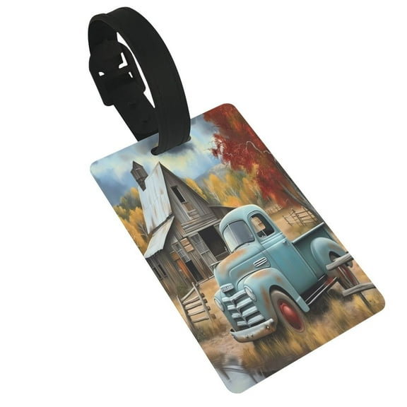 Hirioo Vintage Truck Farm Scene for Luggage ID Tag with Adjustable Strap Travel Baggage Bag Tags Suitcase Identify Labels for Women Men