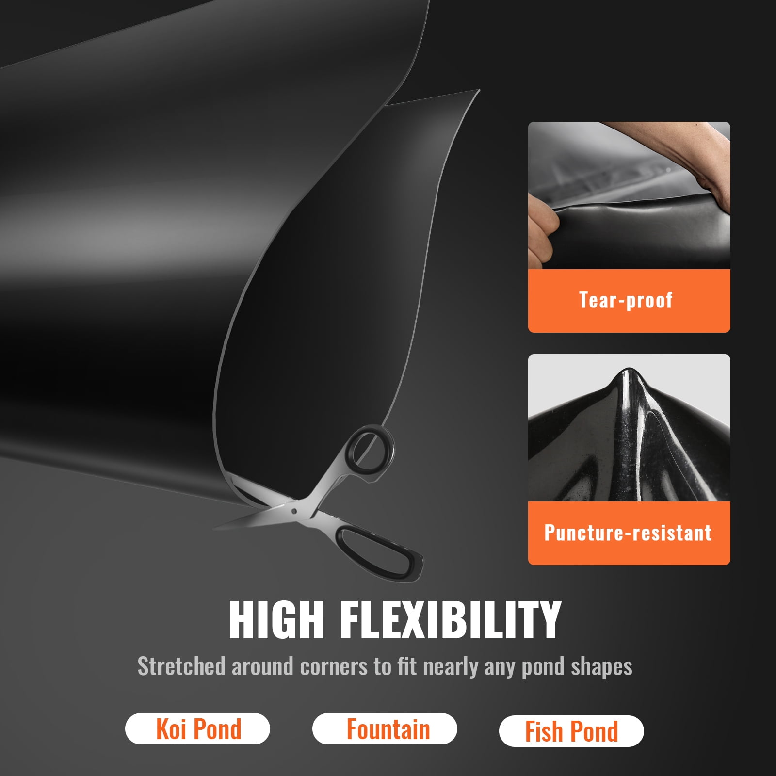 KFFKFF Pond Liner Fish Liner 15 x 20 ft 45 Mil EPDM Easy Cutting Underlayment