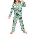 thumbnail image 2 of Elegyee Girl Pajamas Horse Print Long Sleeve Button Down Shirt Pants Sleep Set(3-14 Years), 2 of 4