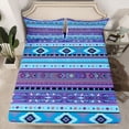thumbnail image 2 of jejeloiu Aztec Triangle Rhombus Bed Sheets,Blue Purple King Sheets For Teens Kids 4 Pieces, 2 of 7