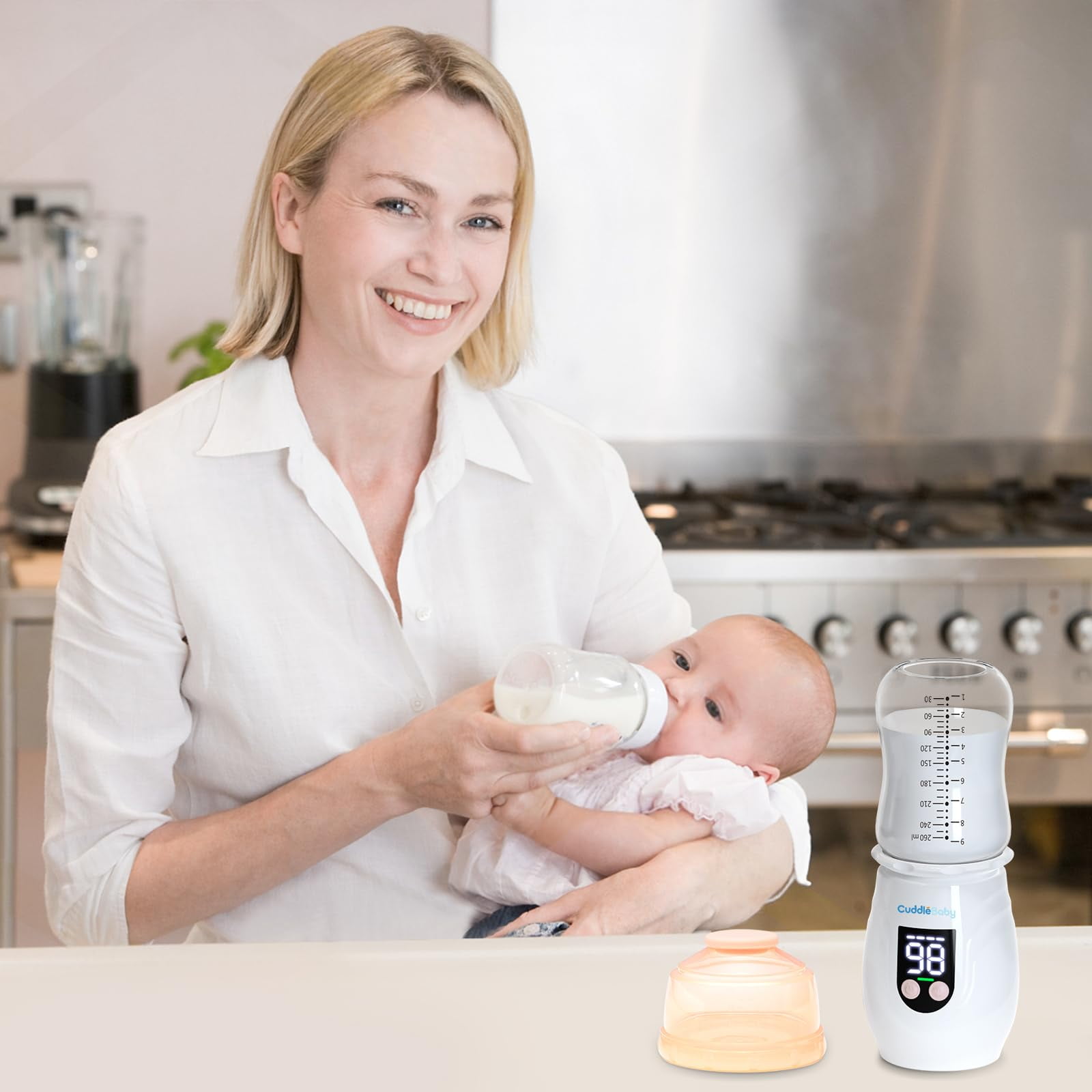 Portable Bottle Warmer for Travel, Cordless Baby Bottle Warmer, Rechargeable Bottle Warmer, Fast Heating, White