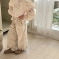 thumbnail image 2 of Nuevos pantalones hasta el tobillo de pana para primavera y otoño para niños de 1 a 7 años, pantalones florales con volantes coreanos para niñas, pantalones casuales recortados para niños, 2 of 6