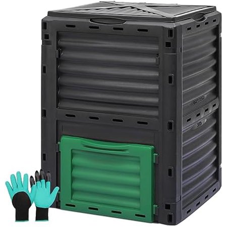 80 Gal Garden Composer Bin from BPA Free Material, Large Compost Bin All-Season Outdoor Compost Box Easy Assembling, Lightweight, Fast Creation of Fertile Soil