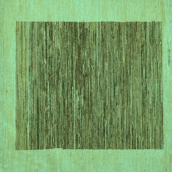 Ahgly Company Indoor Square Abstract Turquoise Blue Modern Area Rugs, 6' Square