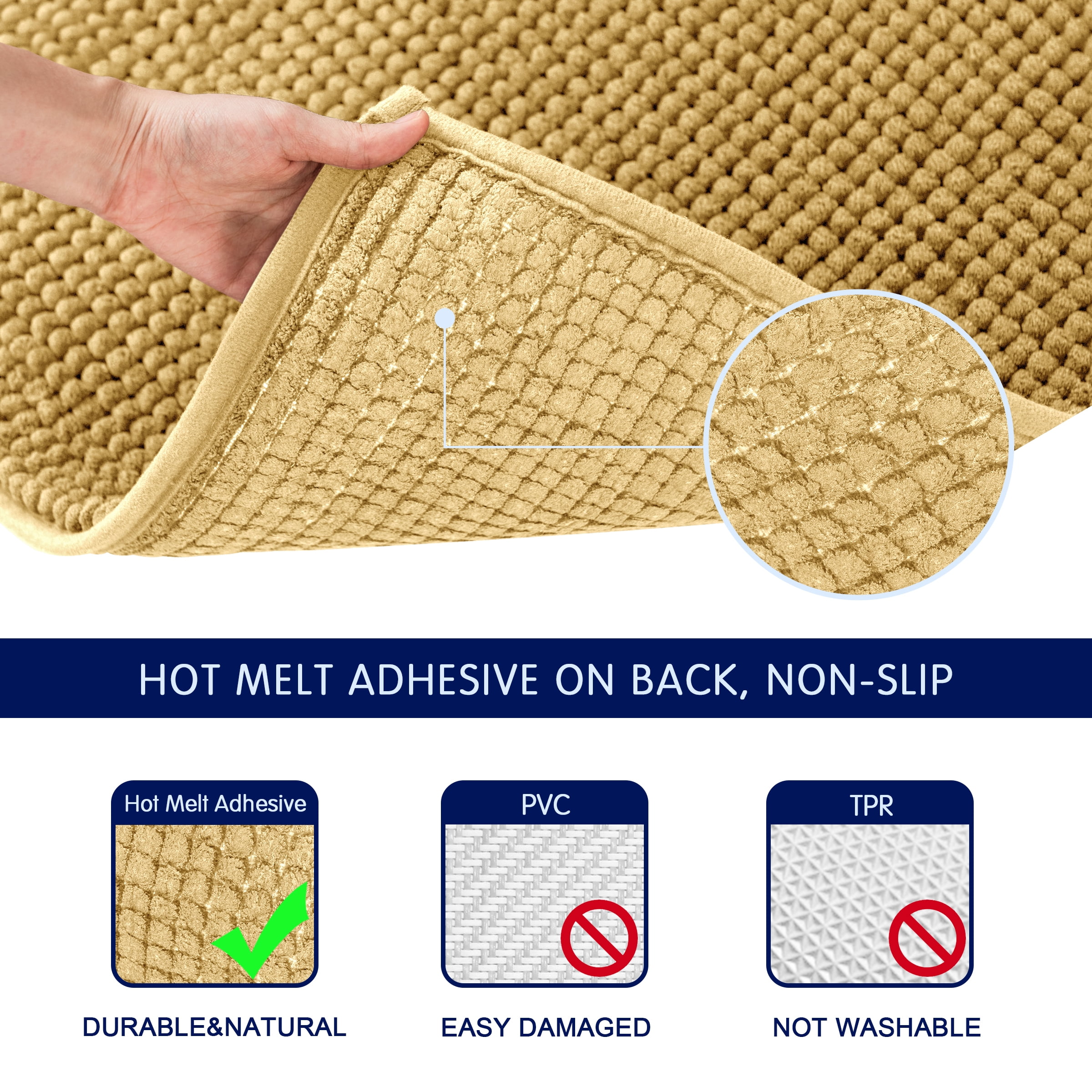 Subrtex Luxury Chenille Bathroom Rug Extra Soft and Absorbent Shaggy Rugs (Beige,20"*32")